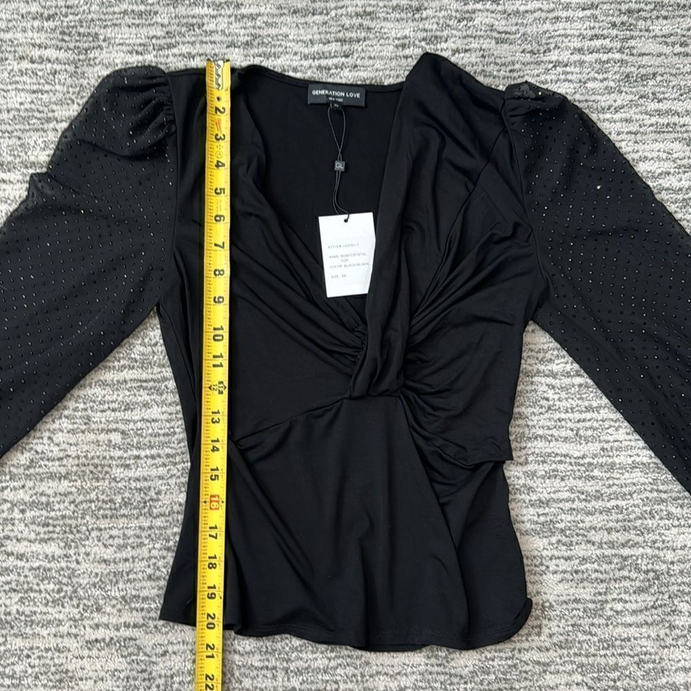 NWT Generation Love ROMI CRYSTAL TOP XS Black - Picture 8 of 13